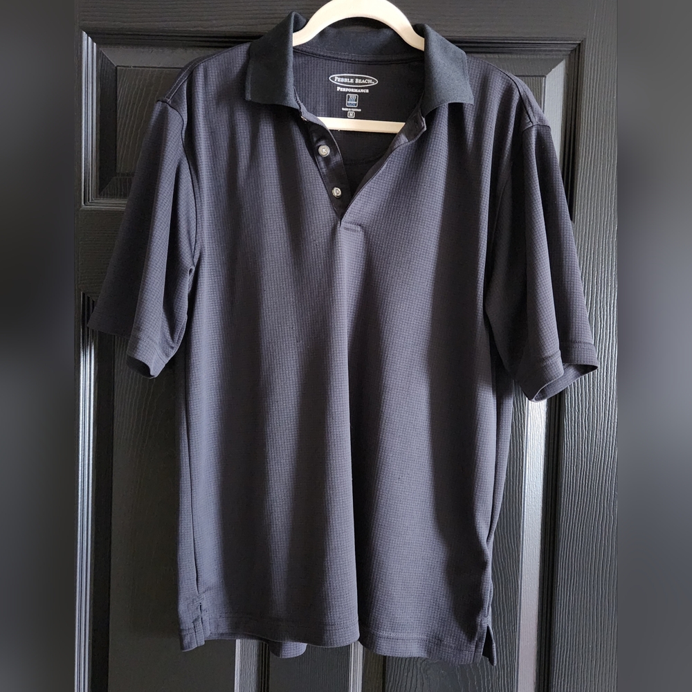Pebble Beach Performance Polo Shirt Black Men's Size M Short Sleeve Golf